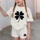 thumbnail image 3 of Vestido de manga corta para niños Día de San Patricio impreso conjunto de dos piezas niñas casual cuello redondo blusa y pantalones cortos, 3 of 6