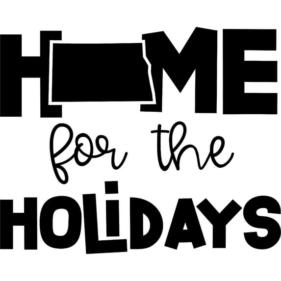 Home For The Holidays North Dakota Hometown Native Wall Decals for Walls Peel and Stick wall art murals Black Small 8 Inch
