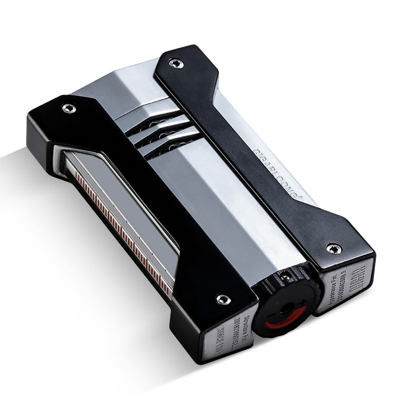 Cigar-Specific Lighter, Windproof Direct Impact Metal Stainless Steel Portable Cigar Electronic Cigarette Lighter Gift Box Packaging