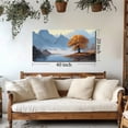 thumbnail image 3 of Golden Autumn Tree Mountain Lake Landscape Canvas Wall Art Picture, Misty Valley River Scenery Nature Painting, 40x20 Inch Modern Mountain View Decor for Living Room Bedroom Office, 3 of 9