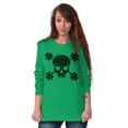 thumbnail image 4 of Saint Patrick's Day Shamrock Skull Long Sleeve TShirt Men Women Brisco Brands S, 4 of 6