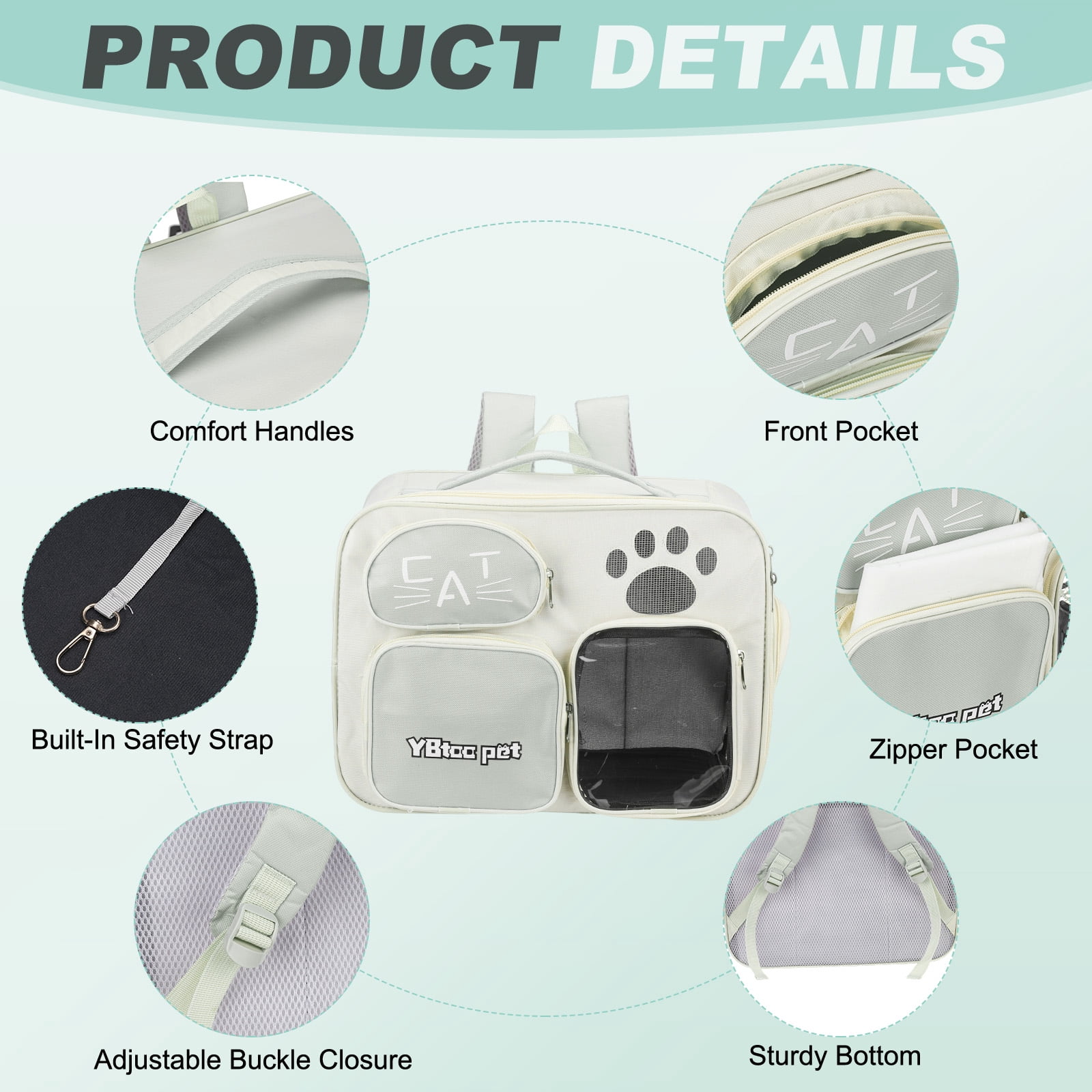 Uxcell Cat Backpack Carrier, Breathable Dog Backpack for Cats or Small Dogs Gray