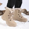 thumbnail image 5 of Mens Snow Boots Fashion Outdoor Winter Warm Lace-up Waterproof Boots TPR Non-Slip Sole Walking Casual Hiking Campaigns Boots Brown 9 US, 5 of 7