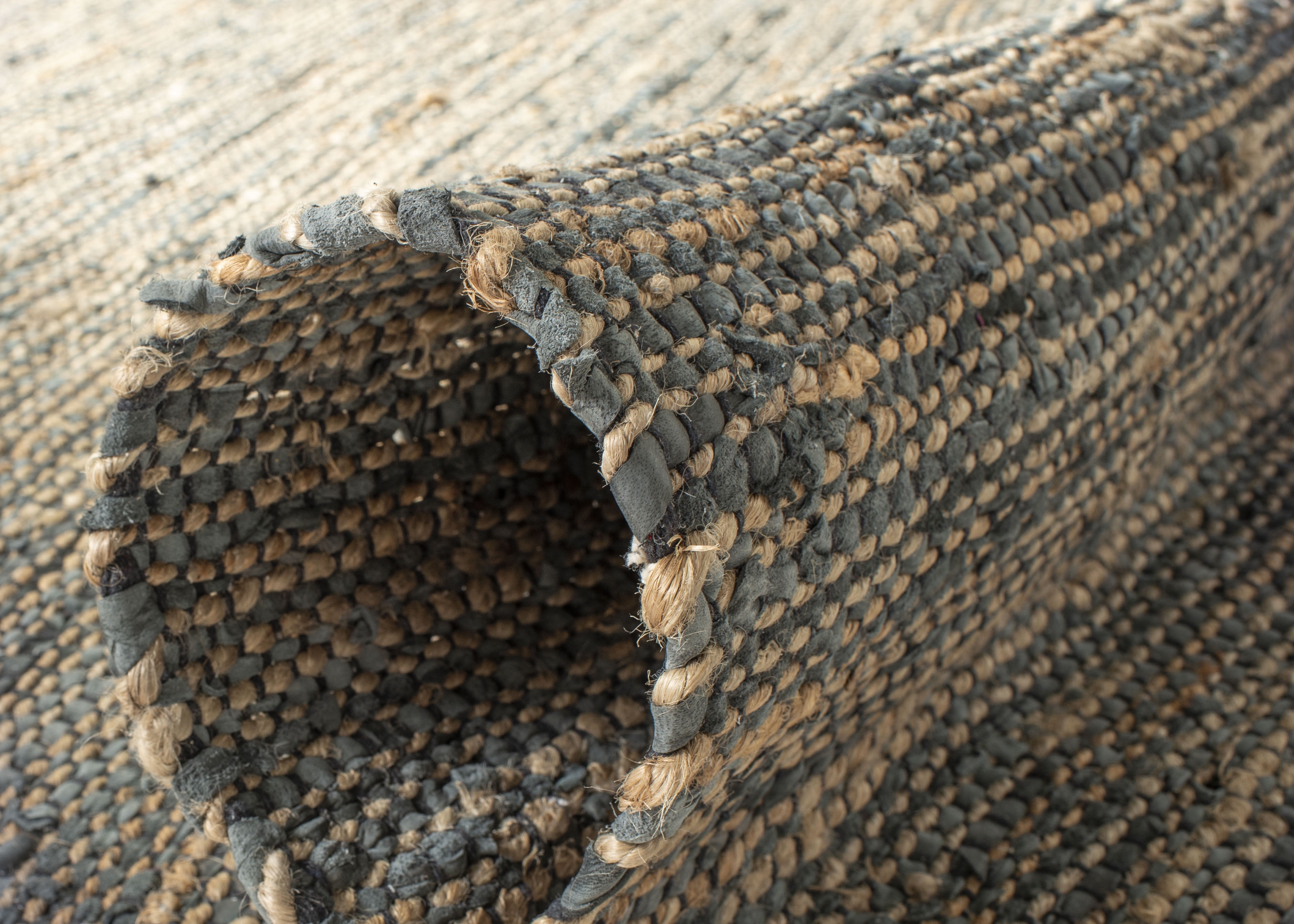 SAFAVIEH Vintage Leather Zharko Solid Braided Fringe Area Rug, Grey, 6' x 6' Square