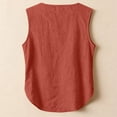 thumbnail image 4 of Qwertyu Women's Boho Tank Tops Cotton Linen Sleeveless Embroidered Henley V Neck Blouses Loose Fit Summer Beach Vacation Fashion 2026 Red 2XL, 4 of 6