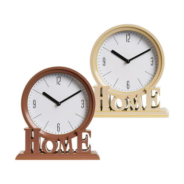 2 piezas de reloj de escritorio, repisa decorativa para el hogar, fácil de leer, chimenea, sin tictac, estante de oficina, relojes de mesa para decora marrón Fernando Reloj de pared