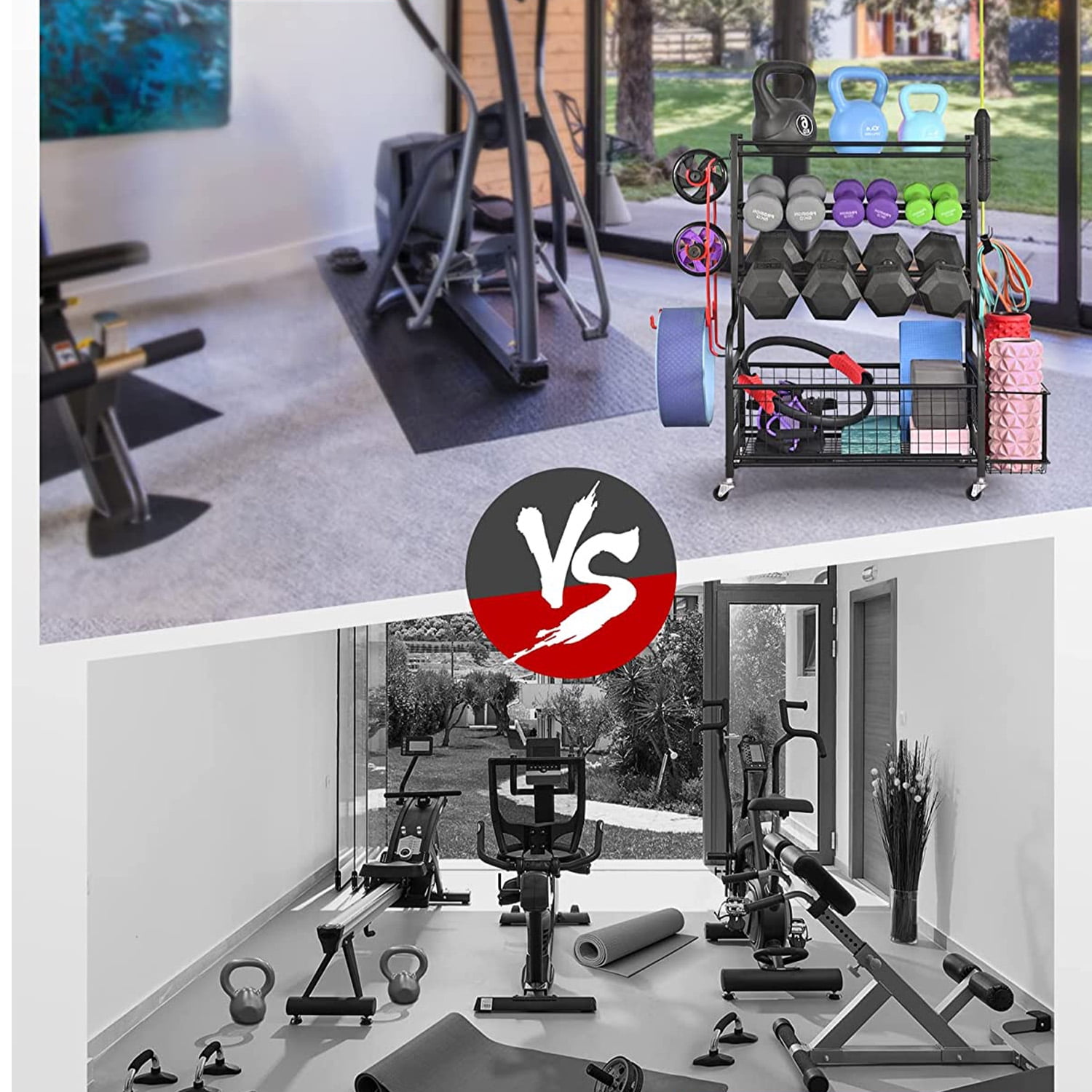 Mythinglogic Dumbbell Rack, Home Gym Storage Sports Weight Rack for Dumbbells, Kettlebells Yoga Mat and Balls