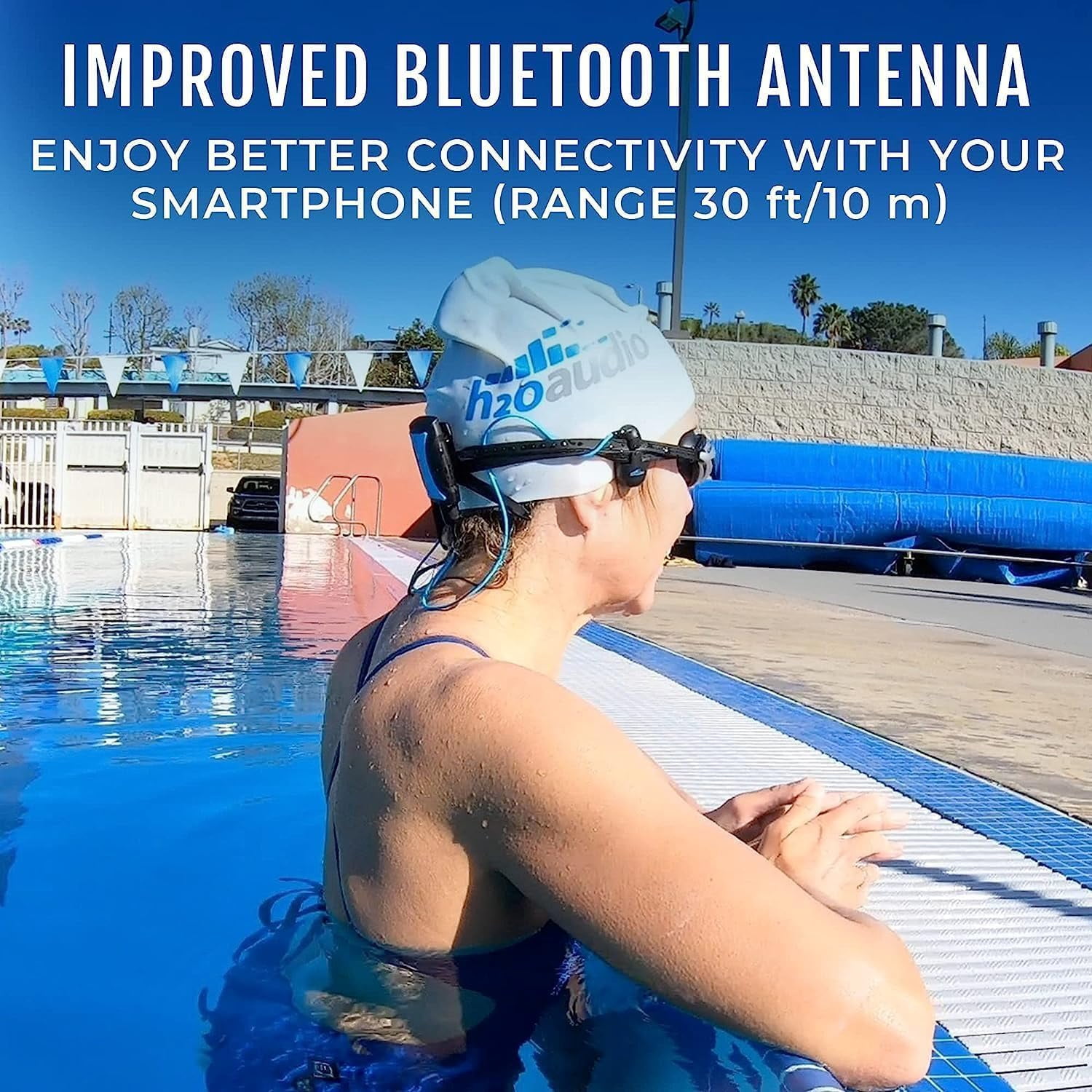 H2O Audio Stream 3 with Short Cord Bone Conduction Headphones – Waterproof MP3 Music Player & Open-Ear Bluetooth Headphones for Swimming – 8GB Memory, IPX8 Rating