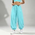 thumbnail image 5 of cocolona Womens Casual Loose High Waist Harem Pants Solid Color Elastic Waist Drawstring Travel Yoga Pants, 5 of 5