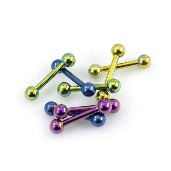 Package of 8 Straight Mini Barbell 16g Anodized Titanium 8mm Length