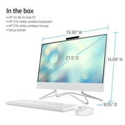 HP 22 All-in-One PC, Intel Pentium Silver J5040, 4GB RAM, 128GB SSD, Snow White, Windows 11 Home in S mode, 22-dd0123w