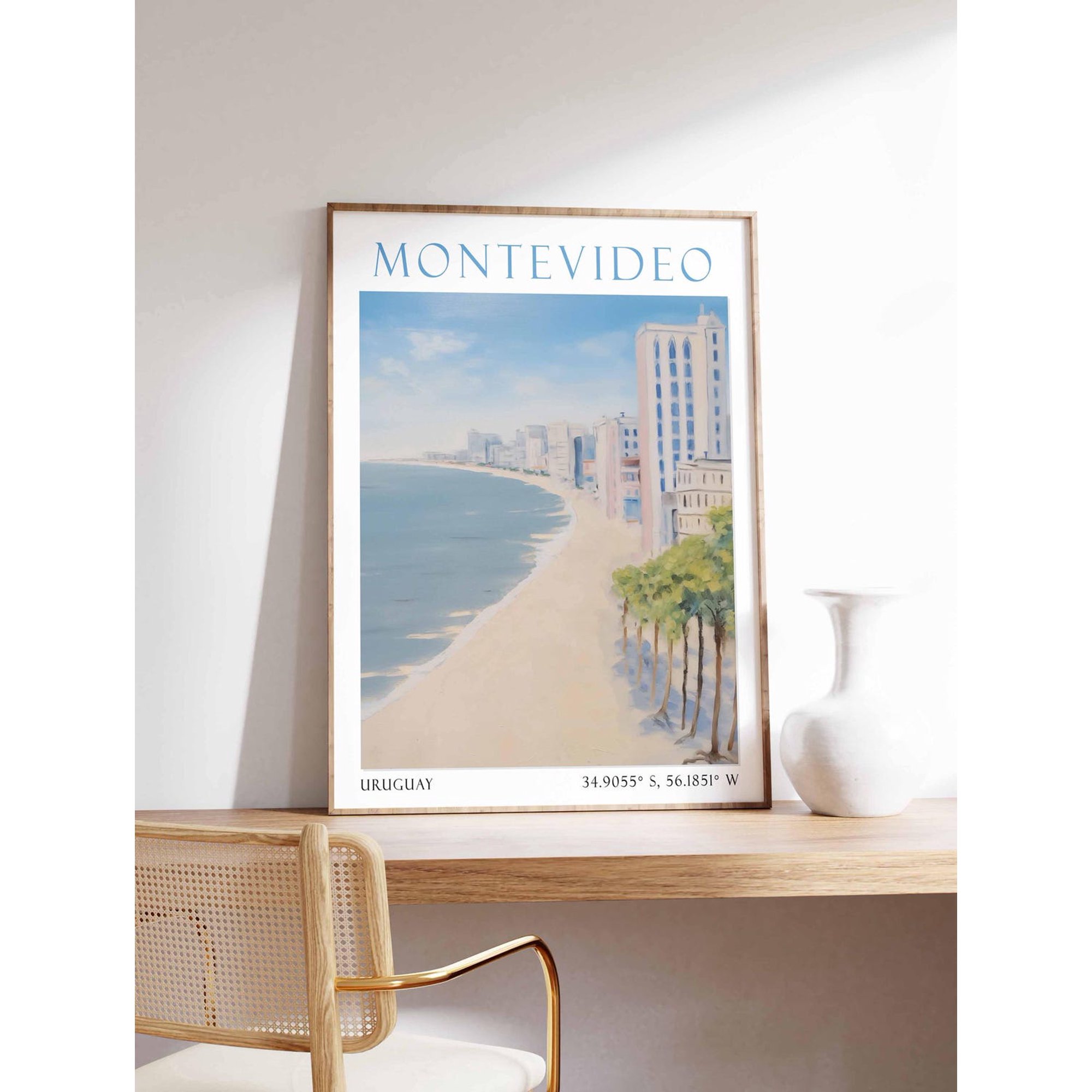 Montevideo Uruguay Travel Poster For South American Skyline Home Decor