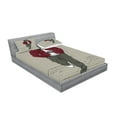 thumbnail image 2 of Ambesonne Modern Fitted Sheet & Pillow Sham Set, Lion Tiger Head Teenager, Queen, Ruby Sage Green Black, 2 of 2