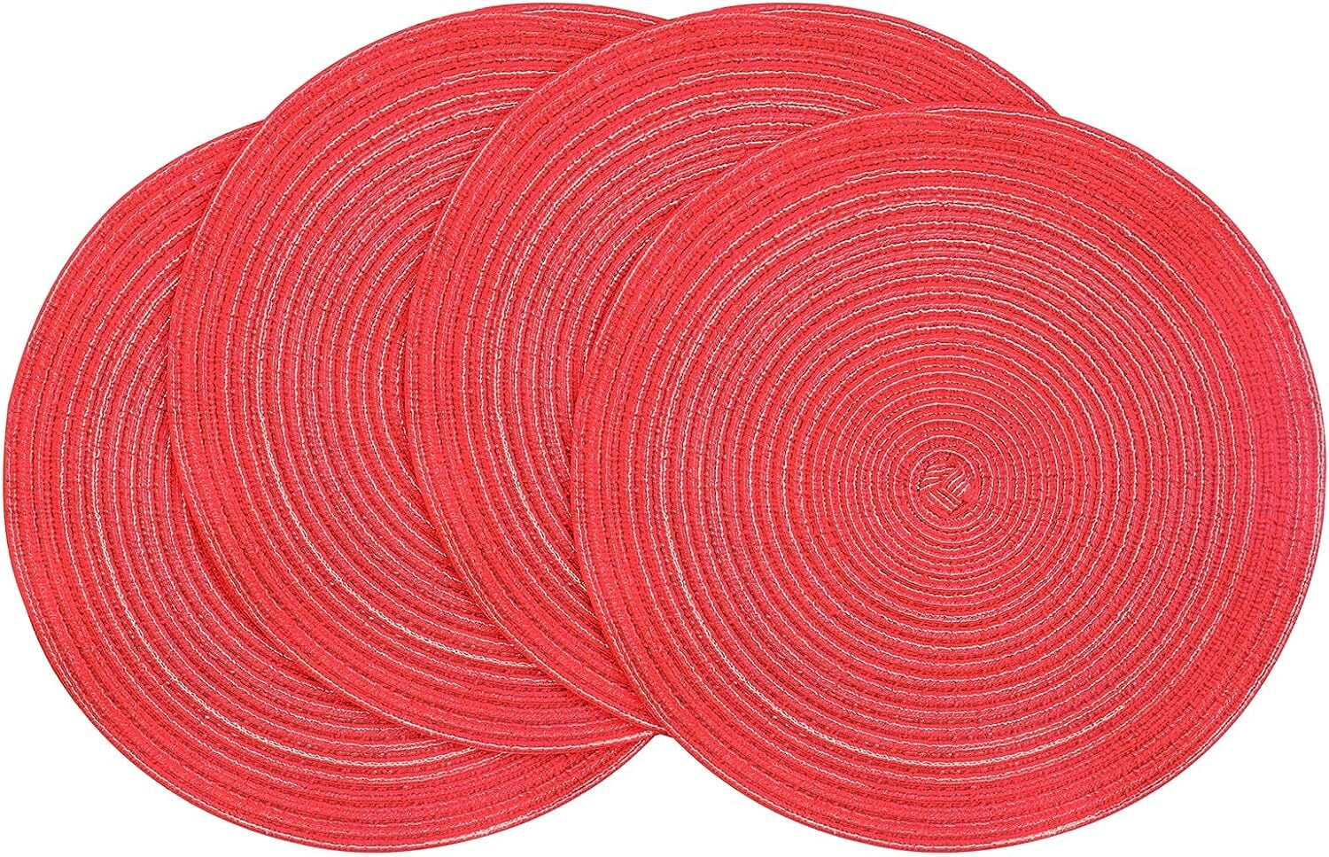 Round Placemats Set of 4 Round Braided Placemats 15 Inch Table Mats for