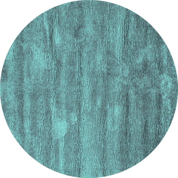 Ahgly Company Indoor Round Abstract Turquoise Blue Contemporary Area Rugs, 4' Round