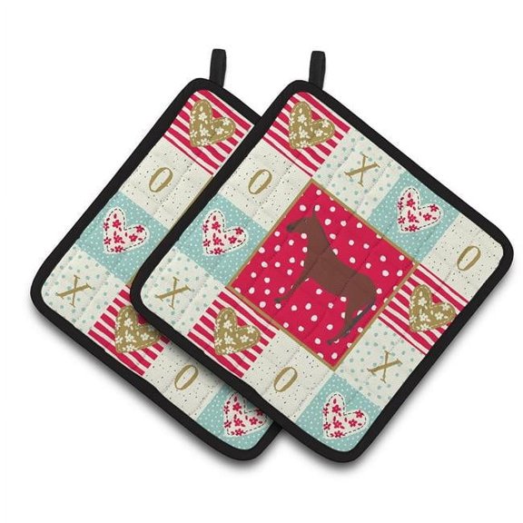 Carolines Treasures CK5277PTHD Hinny Horse Donkey Love Pair of Pot Holders, 7.5HX7.5W, multicolor