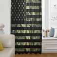 thumbnail image 6 of Green Camouflage American Flag Sheer Curtains 63 Inches Long, Wooden Grain Light Filering Curtains, Breathable Simi Curtain Privacy Drapes for Living Room Bedroom Lightweight Window Treatment, 6 of 9