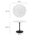 thumbnail image 6 of Modway Lippa 36" Round Artificial Marble and Metal Dining Table in Black/White, 6 of 7
