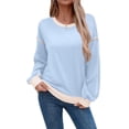 thumbnail image 1 of Sudadera Informal de Larga para Mujer, Cuello Redondo, Holgada, , con Ribete en Contraste. Azul XXL, 1 of 9