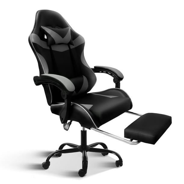 YSSOA Racing Office Computer Ergonomic Game Chair Adjustable Swivel Recliner,Black and Grey