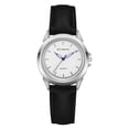 thumbnail image 1 of Reloj de negocios para hombre y mujer, reloj de pulsera de cuarzo con puntero azul y esfera redonda (plateado + blanco para mujer), 1 of 3
