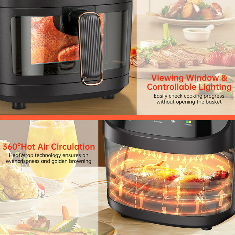 Power No Oil As Seen On Tv Glass Visible Easy Clean Air Fryer With View  Window