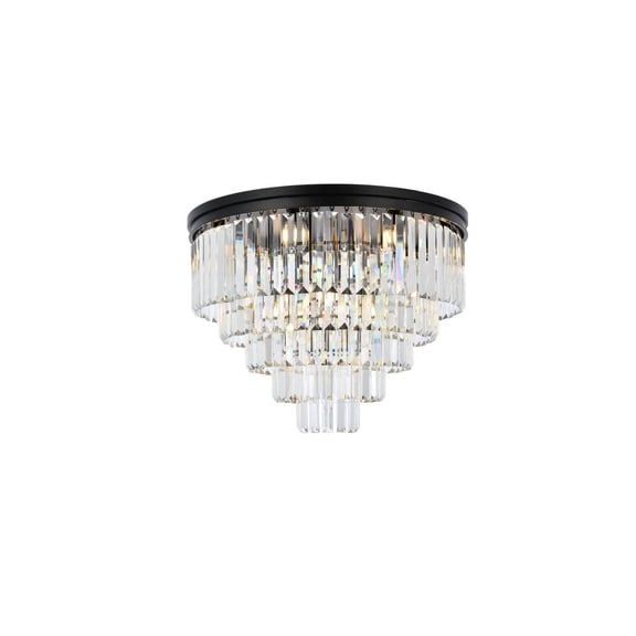 Sydney 17 light Matte Black Flush Mount Clear Royal Cut Crystal