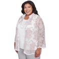 thumbnail image 3 of Alfred Dunner Womens Plus-Size Floral Lace Two In One Top With Necklace, 3 of 4
