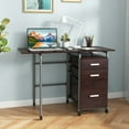 thumbnail image 7 of Barara King Computer Desk, Office Desk,Writing Work Study Desk,Folding Computer Laptop Desk Wheeled Home Office Furniture-Brown, 7 of 7