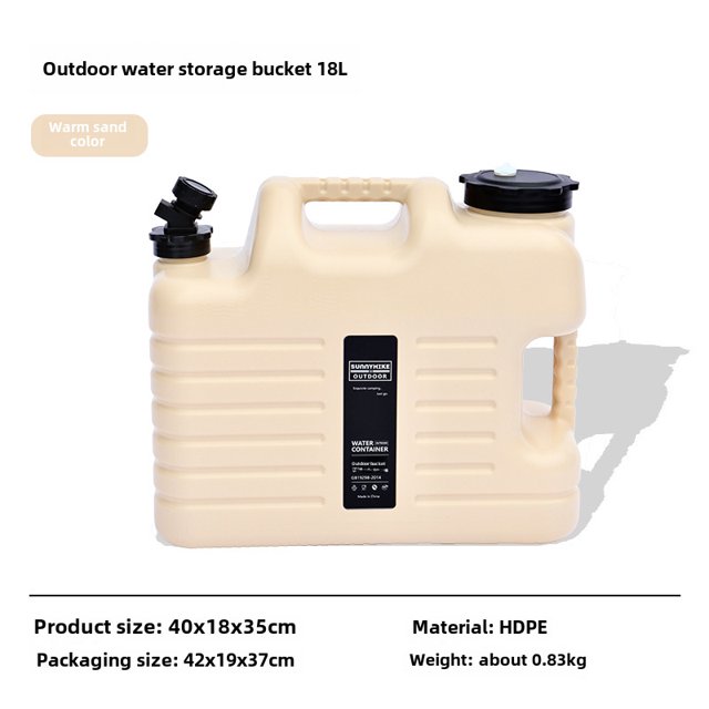 18L Warm Sand Food-Grade Water Storage Bucket with Portable Handle – Durable, Compact Design for Camping, Outdoor Adventures & Car Trunk Storage, Safe for Drinking Water, Ideal Hydration Solution for