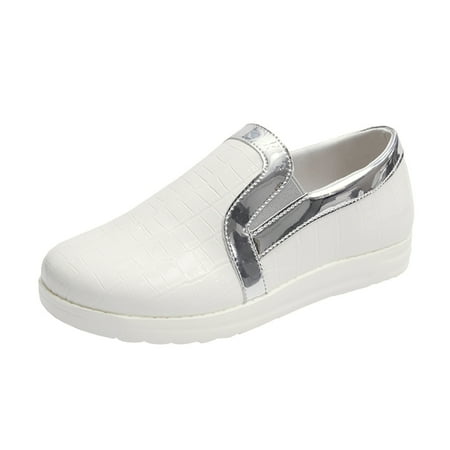 

Ladies Fashion Color Matching Leather Upper Comfortable Flat Casual Shoes