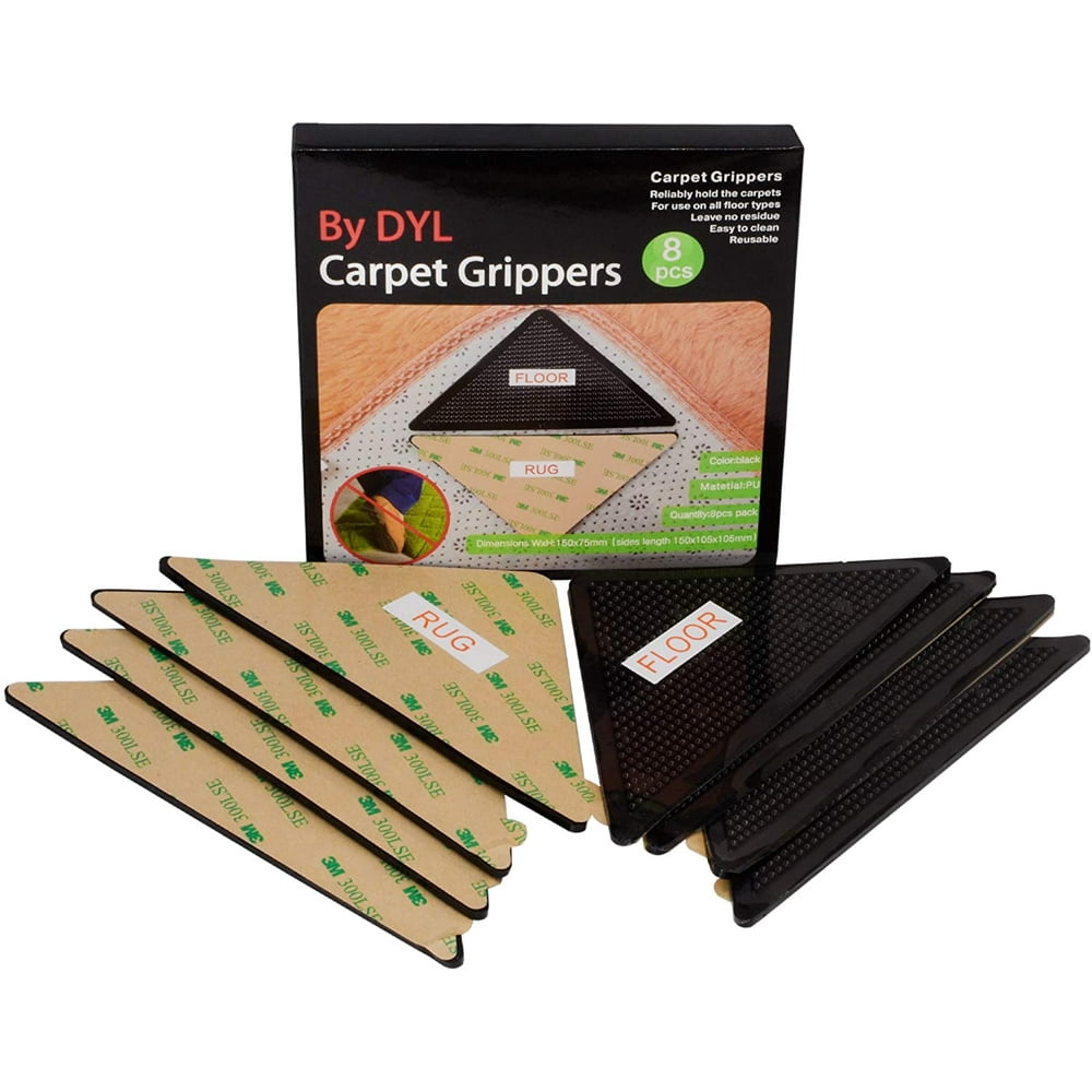 Area Rug Gripper, Carpet Triangle Tape (8 pc. Set) Corner Edging