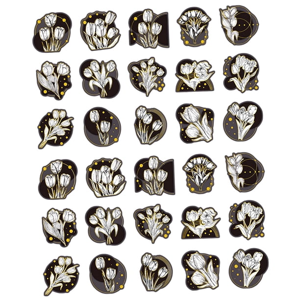 30 pegatinas de flores para manualidades, decoración de cuentas de mano, papel de mantequilla para fotos. Tulipán