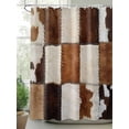 thumbnail image 3 of Abstract Cowhides Bathroom Curtain 78 Inch Shower Curtain with Hooks, Brown Beige Animal Fur Texture Waterproof Polyester Bath Curtain Washable Bathtub Curtain 72''x 78'', 3 of 6