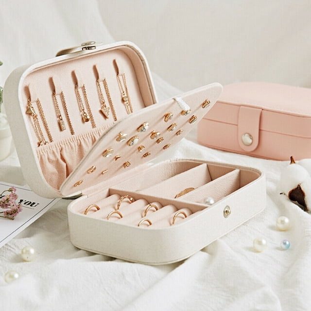 Universal Jewelry Organizer Display Travel Jewelry Case Boxes Portable Jewelry Box Button Leather Storage Zipper Jewelers