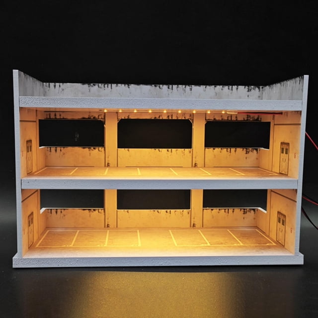 Vitrina de exhibición de coches a escala 1/64, caja de exhibición, adorno decorativo para estacionamiento con iluminación, organizador de dioramas