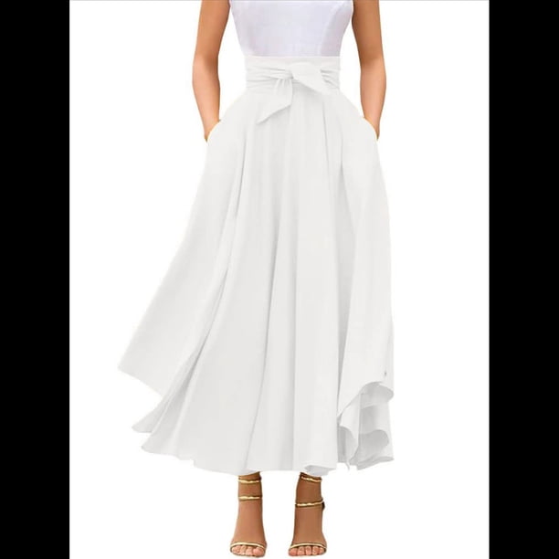 Vestido Bohemio, Elegante, Informal, de Cintura Alta y Estilo Irregular con Bolsillos para Mujer L