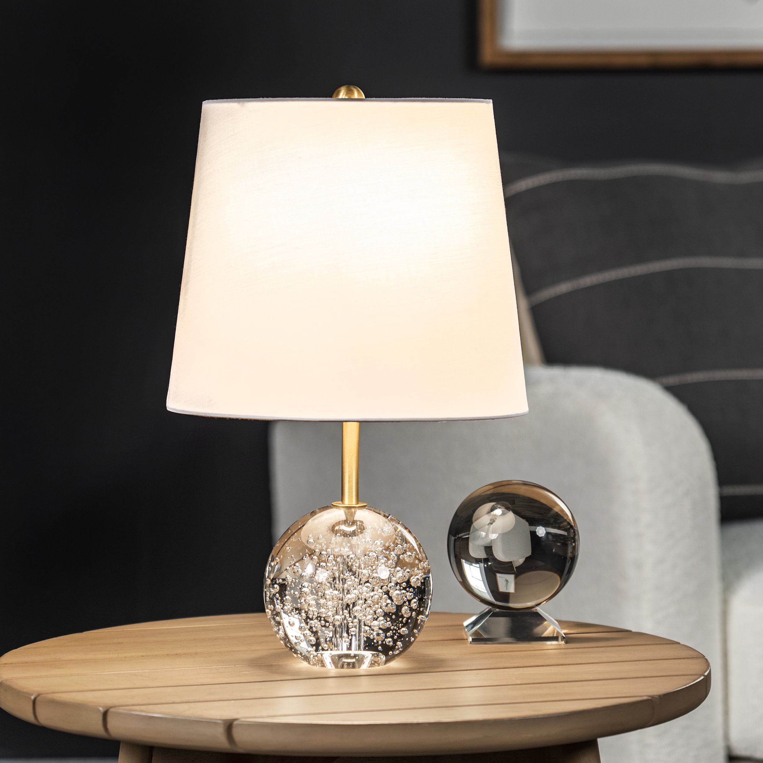 nuLOOM 17-inch Gold Crystal Table Lamp, 16.5" H x 10" W x 10" D, Clear ...
