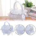 thumbnail image 2 of Wedding Flower Girl Basket, White Lace Satin Flower Baskets, Elegant Bridal Ceremony Baskets with Bow, Small Tote for Petal, Candy, Gift, Wedding Party, Engagement, Anniversary Decoration, 2 of 6