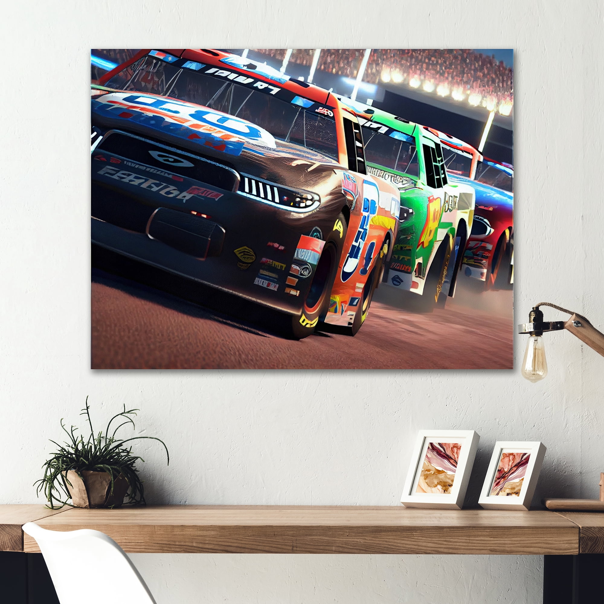 Designart Stock Car Racing Last Lap V Canvas Wall Art