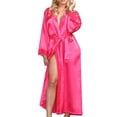 thumbnail image 2 of Dengjunhu Silk Robes for Women Long Bridesmaid Wedding Party Satin Robes Sleepwear with Waist Belt, 2 of 6