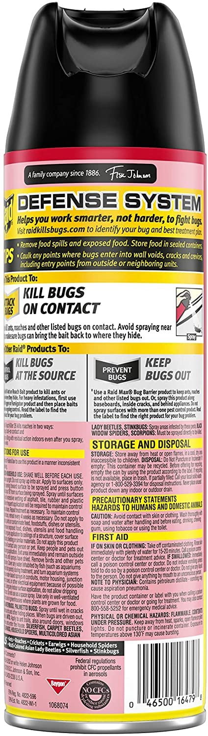 Raid Ant & Roach Killer Lemon Fresh Scent Spray - Insecticide - Pack of 6, 17.5 Ounce — Residential Use, Standard Application