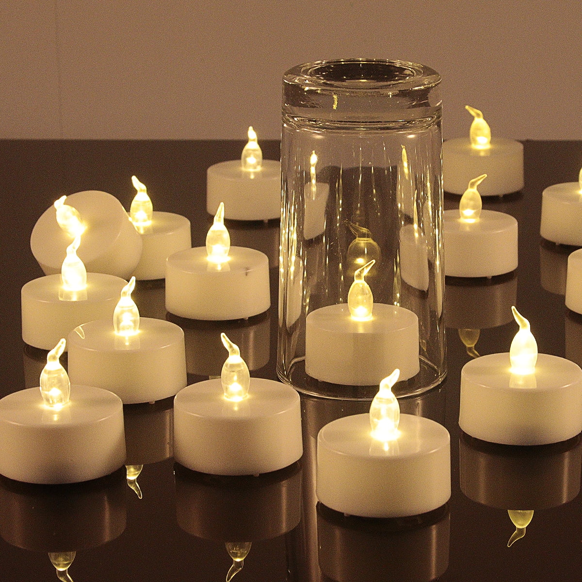 Battery Operated LED Tea Lights:50 Pack Flameless Votive Candles Lamp Realistic and Flickering for Wedding Holiday Party Home Decoration