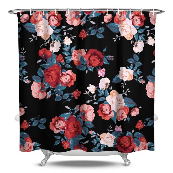 Waterproof Pioneer Shower Curtain 84x72 Inch Polyester Unique Colorful Floral Shower Curtain for Bathroom Hotel Home Decor with 12 Plastic Hooks