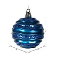 thumbnail image 2 of Vickerman 8" Sea Blue Stripe Candy Finish Wave Ball Christmas Ornament with Glitter Accents, 2 of 2