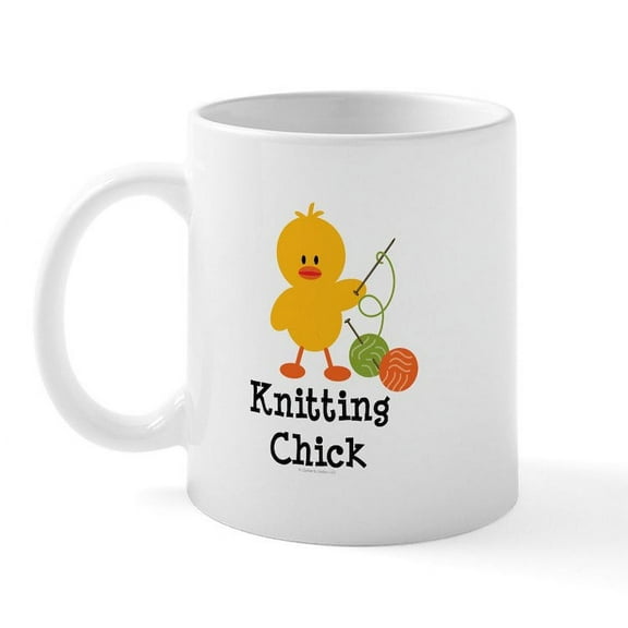 CafePress - Knitting Chick Mug - 11 oz Ceramic Mug - Novelty Coffee Tea Cup
