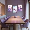 thumbnail image 4 of Hieng 3 Pieces Butterfly Wall Art Purple Butterfly Pictures Rustic Floral Canvas Prints Abstract Nature Insect Paintings for Girls Room Home Decor Unframed, 4 of 6