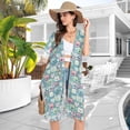 thumbnail image 5 of Beach Vacation Clothes Kimono Cardigan Loose Swimsuit Cover Up for Women Cartoon Happy Heart and Square S, 5 of 6