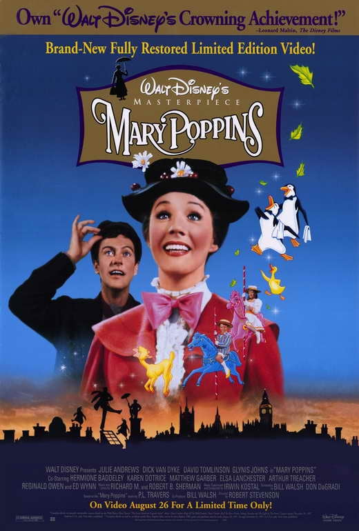 Mary Poppins movie POSTER (Style A) (27" x 40") (1964)