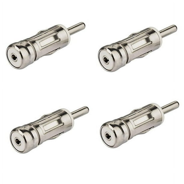RV Paquete de 4 adaptadores de antena de radio para coche, conector DIN a ISO, punta de antena automática, compatible con unidad principal de punta de antena de coche, amplificador de señal de recepto